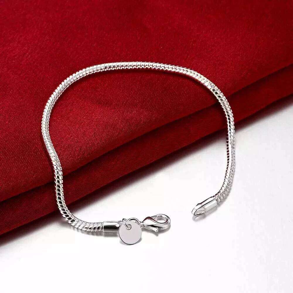 Silver Exquisite Chain Bracelet Fashion Charm Women Men Solid Wedding Cute Simple Models Jewelry 26H0206