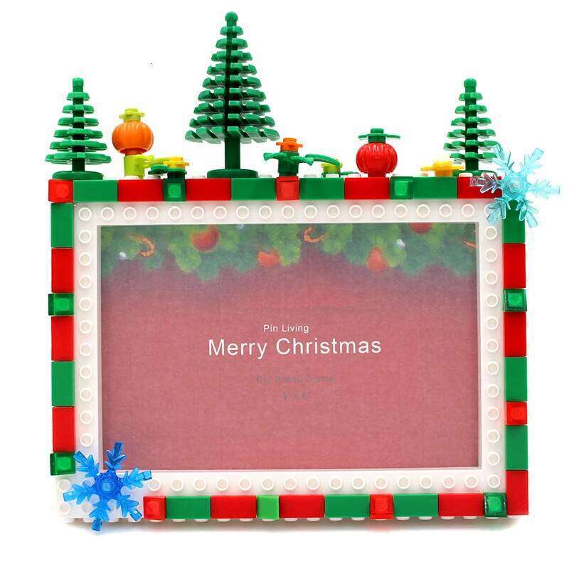 PinLiving Christmas Diy Photo Frame Building Blocks Picture Display Holder Tabletop Decor Chiristmas Gifts For Child 6,7 inch S260205