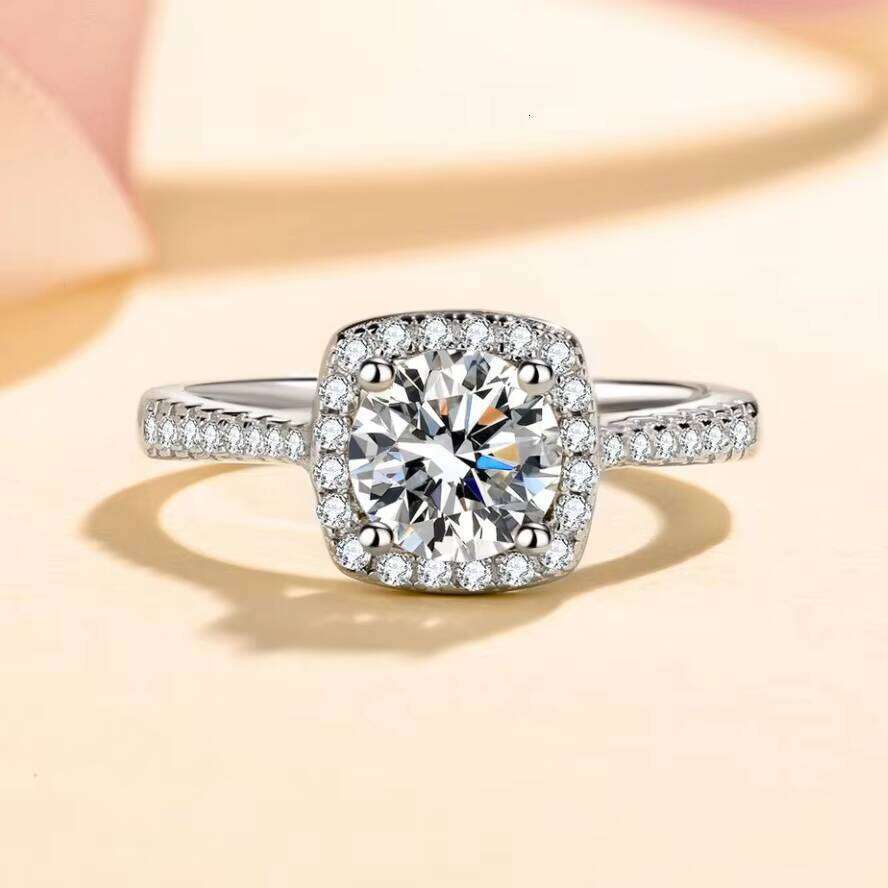 Elegant 1Ct 100% 925 Sterling Silver Rhodium Plating Engagement Moissanite Ring For Women