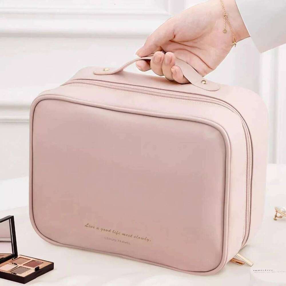 Large Capacity Makeup With Handle Simple Elegant Style Cosmetic Storage Bag Portable Travel Toiletries Organizer Y260206