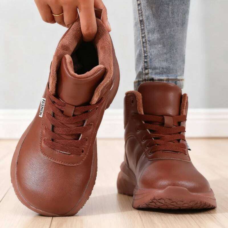 Women's Wide Toe Thick Plus Warm Snow Hiking Boots Waterproof Lace Up Winter Sneakers High Quality Women Tennis Shoes