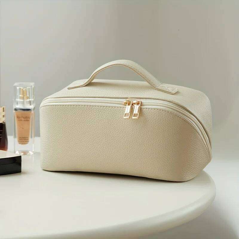 1pc Large Travel Makeup Bag, Waterproof Toiletry Pouch with Multiple Compartments, Portable Cosmetic Case for Women Y260206