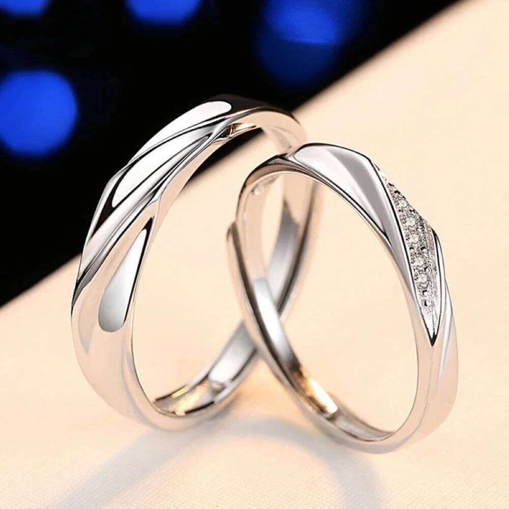 2025 Hot Sale Twist Zircon Adjustable Couple Rings Copper Plated Platinum Men Women Overlap Opening Finger Jewelry Drop Shipping W260206
