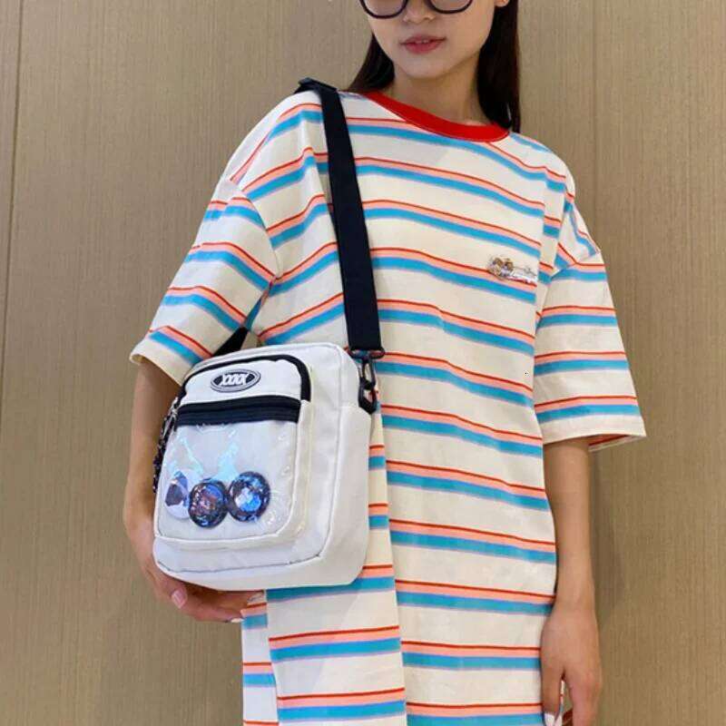 Korean Style Motorbike Nylon Square Crossbody Women Transparent Shoulder Men Sport Cycling Portable Mobile Phone Bag XJ260129