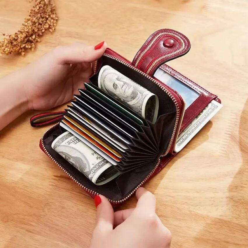 1 Pcs Retro Oil Wax Skin European and American Multi Slot Organ Card Bag Zipper Short Women's Wallet Baellery Carteira Masculina Y260206