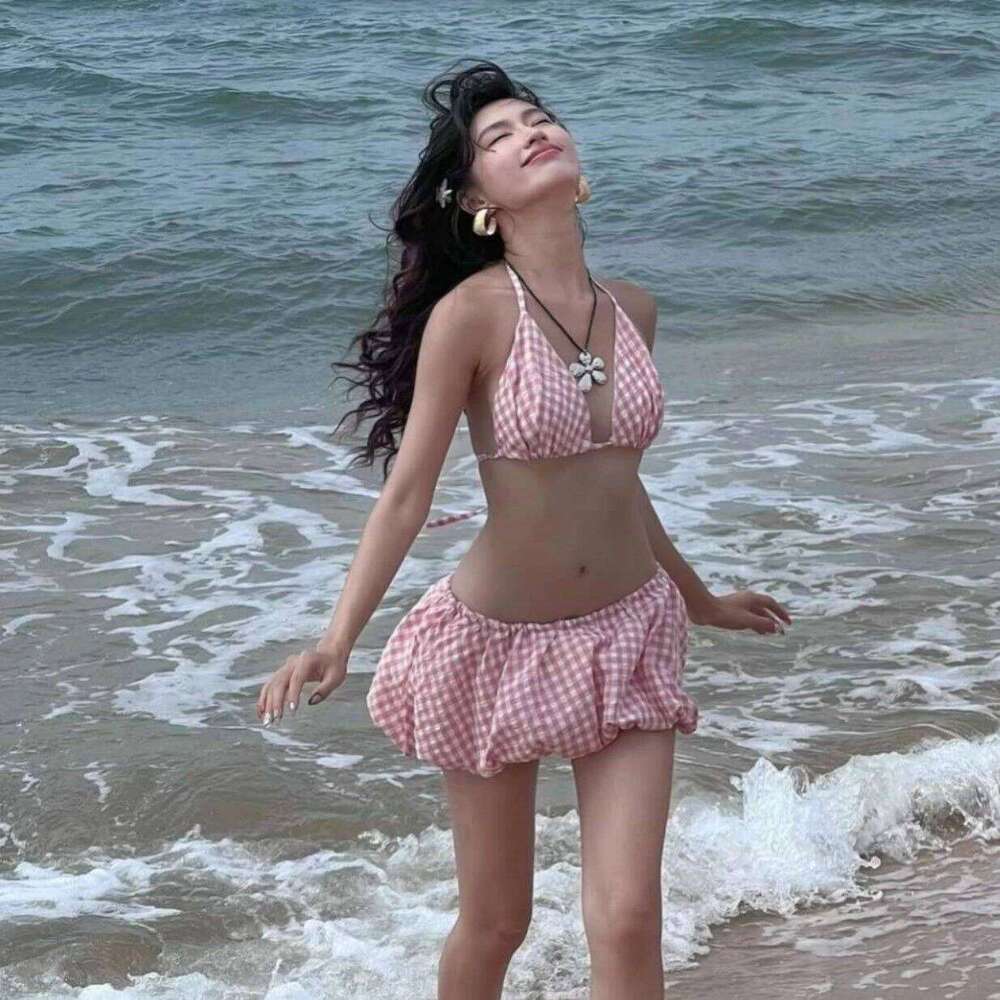 2025 Swimwear Beach Style Bikinis Beachwear Bathing Suit Sexy Lace-up Splicing Vintage Y2k Bikini Sets Holidays Swimsuit Women Z260206