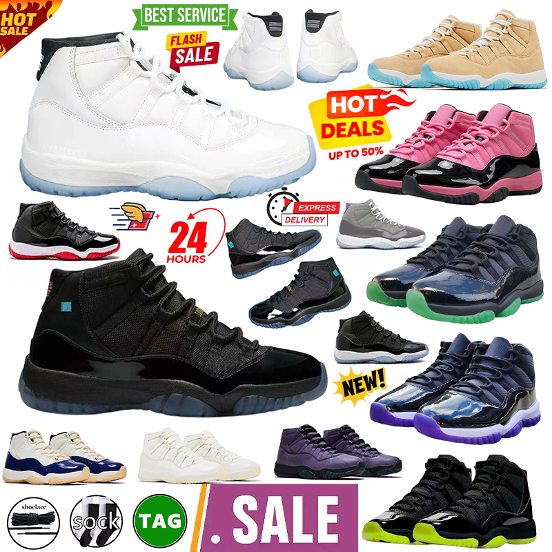 Designer free shipping sneakers 11 cherry mid cut basketball shoes for men women 11s Purple high low Cement Snakeskin Bred Rose Gold Space Jam outdoor mens trainers