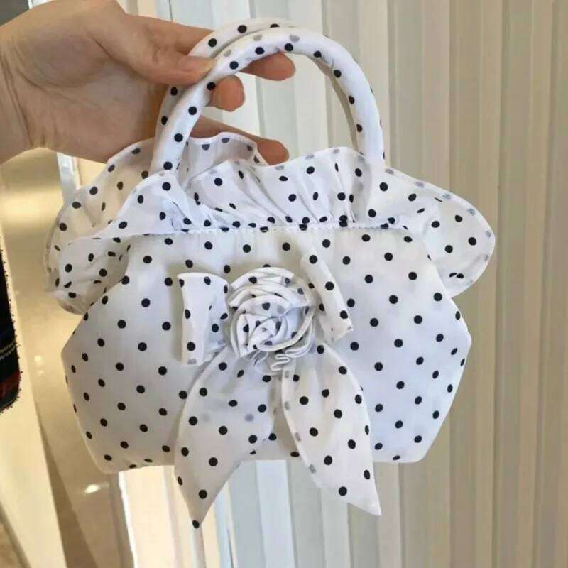 Bowknot Dot Printed Design Handbag 2024 New Zipper Solid Flower Hobo Casual Canvas Large Capacity Small Tote Bags For Women Y260205
