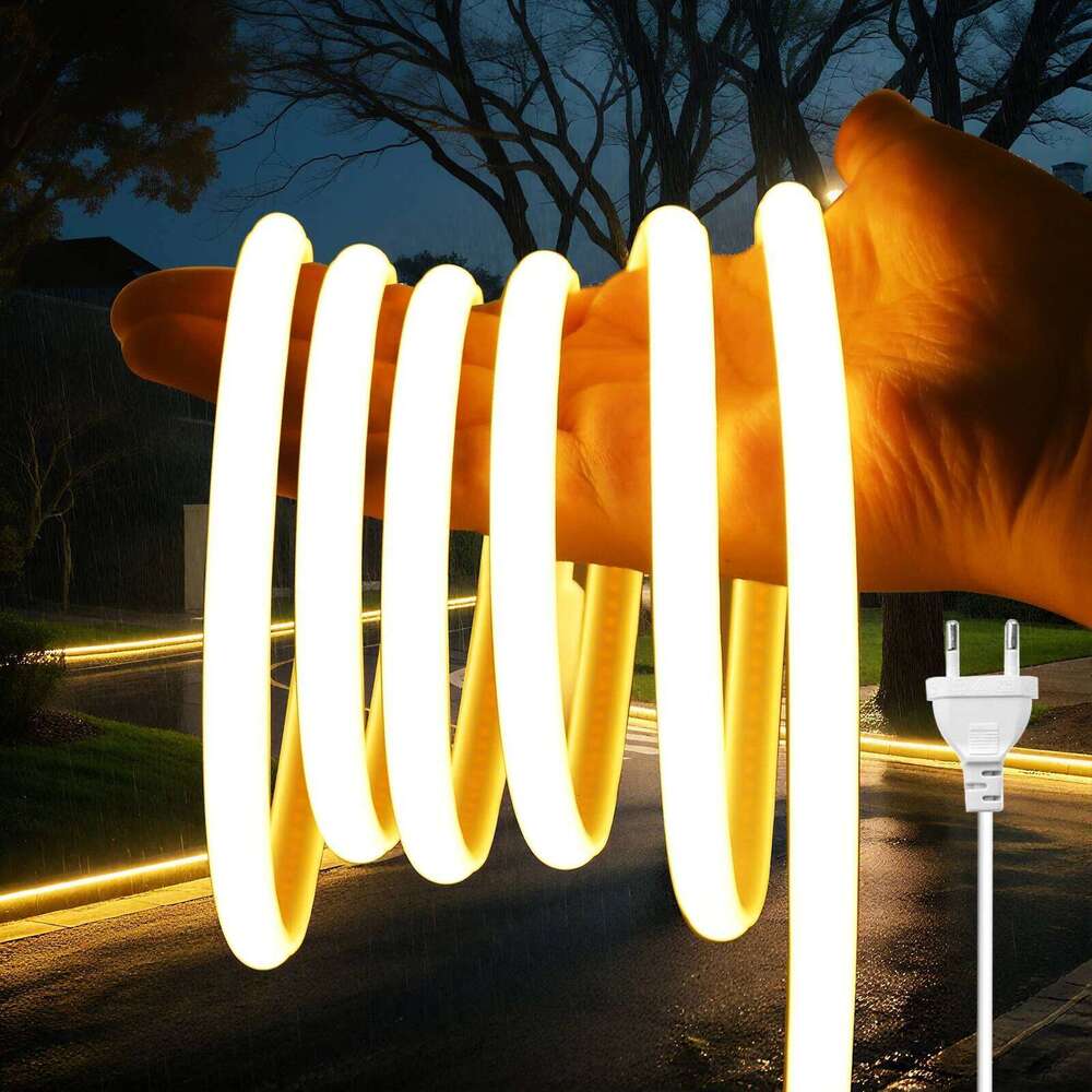 Super Bright 220V Cob LED Strip Light IP65 Waterproof With EU US Power Plug 288 LEDS/m Warm/Neutral/White Ribbon Tape Room Decor Z260206