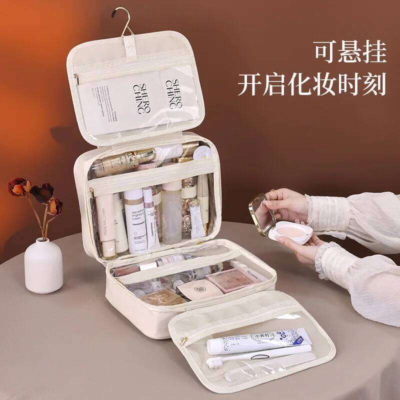 New Multi-layer Hanging Cosmetic Bag Large Capacity Waterproof Transparent Makeup Organizer for Travel PortableToiletry Pouch Y260206