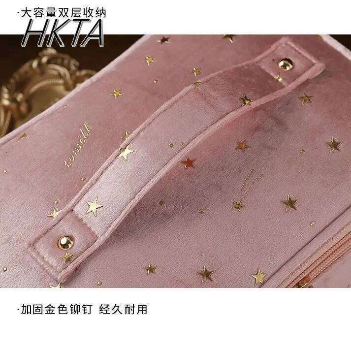 Lolita Embroidery Portable Makeup Women Large Capacity Printing Pink Cosmetic Organizer Bags Ladies Cute Storage Bag Girls Y260206
