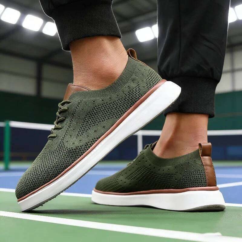 Versatile Men's Breathable Mesh Casual Shoes Lightweight Comfortable Footwear Match Urban Commute Knit Sneakers