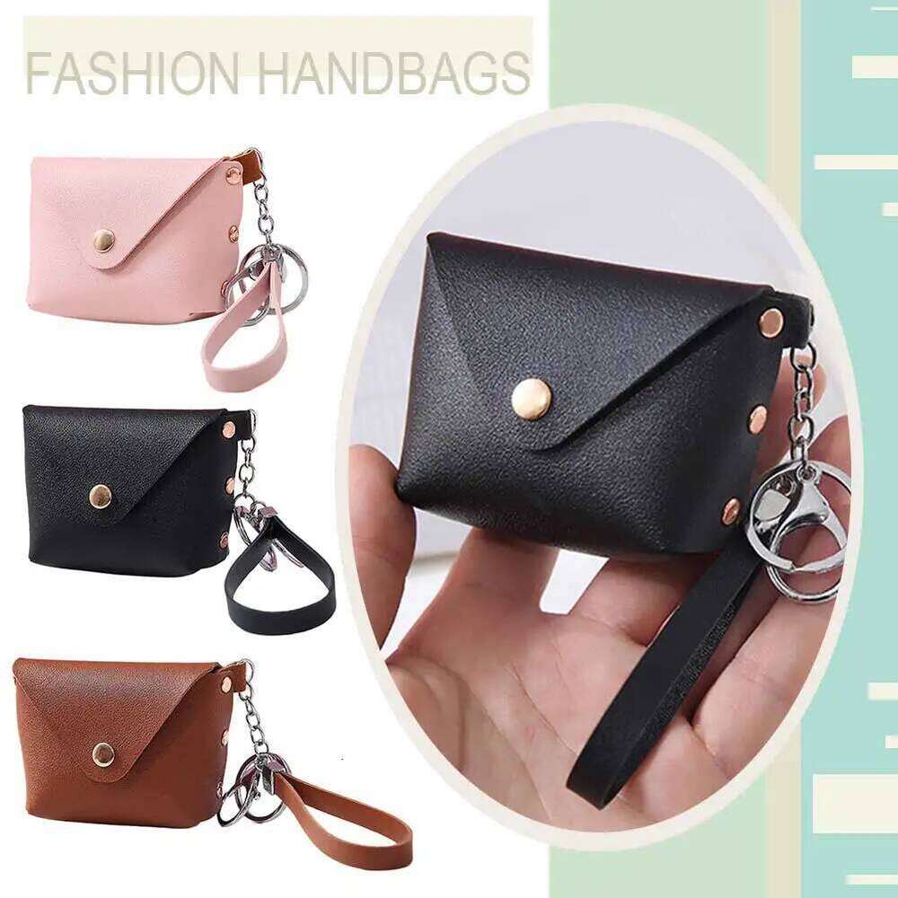 Keychain Women with Zipper Coin Purse PU Leather Trendy Wristlet Small Wallet for Shopping Travel Y260206