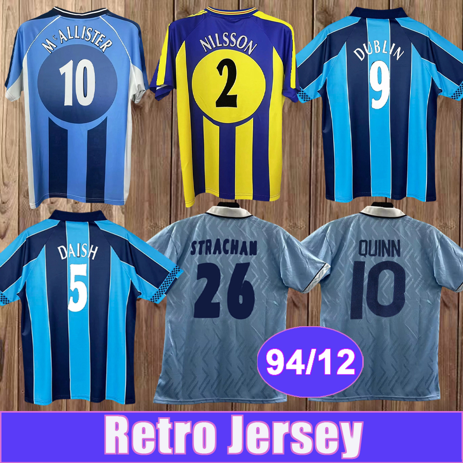 1994 2012 Coventry City RETRO Mens Soccer Jerseys QUINN STRACHAN DAISH TELFER DUBLIN Home Vintage Football Shirt Short Sleeve Adult Uniforms