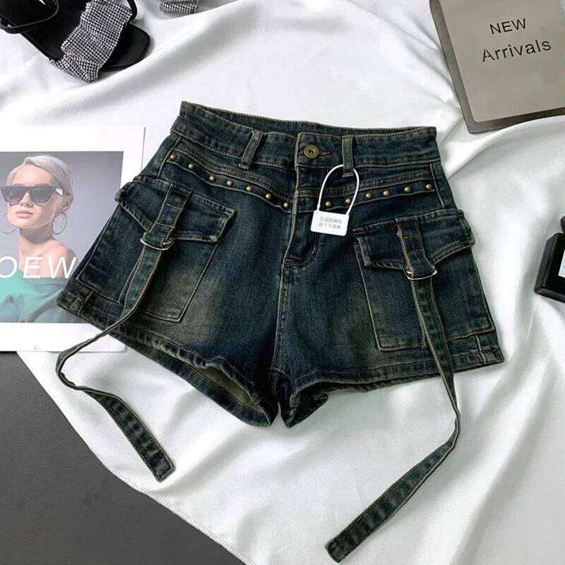 Y2K 2000S Cargo Denim Women Streetwear Vintage High Waist Shorts Jeans Summer Harajuku Korean Sexy Hot Short Pants New H260206