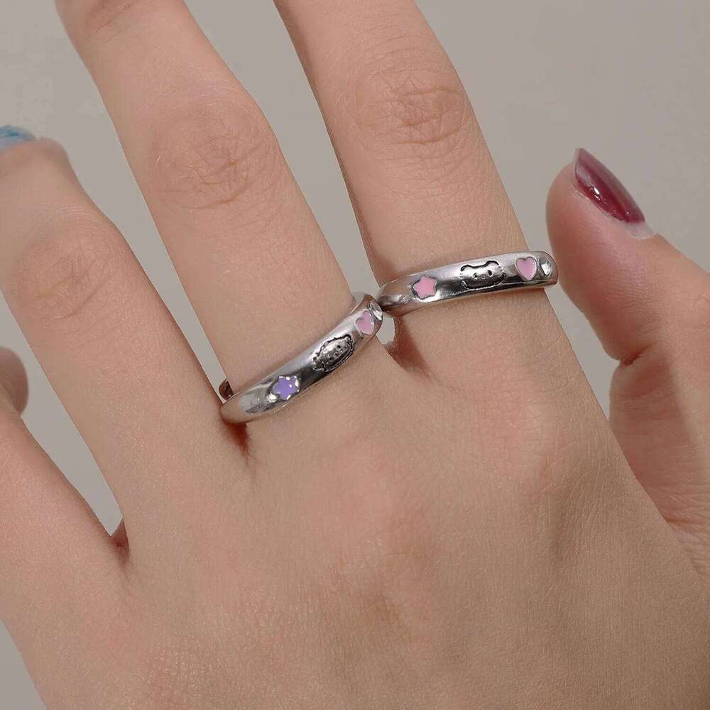 1/2pcs New Lovely Cat Dog Animal Ring for Couple Handmade Opening Adjustable Valentine's Day Rings Fashion Jewelry W260206