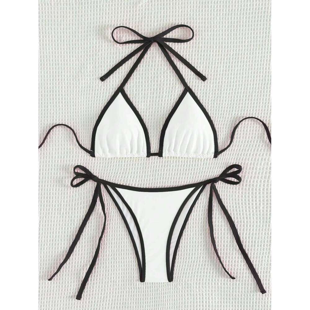 Summer white camisole bikini swimsuit set swimming and beach photo shoot for women XJ260206
