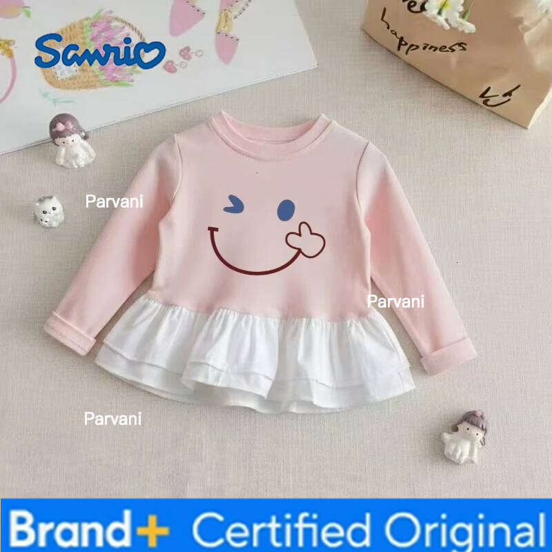 Sanrio Baby Girls Cotton Clothes Striped Patchwork Top Kid Hello Kitty Printed Pullover Children Autumn Fashion Long Sleeve T-shrits H260206 - view 7