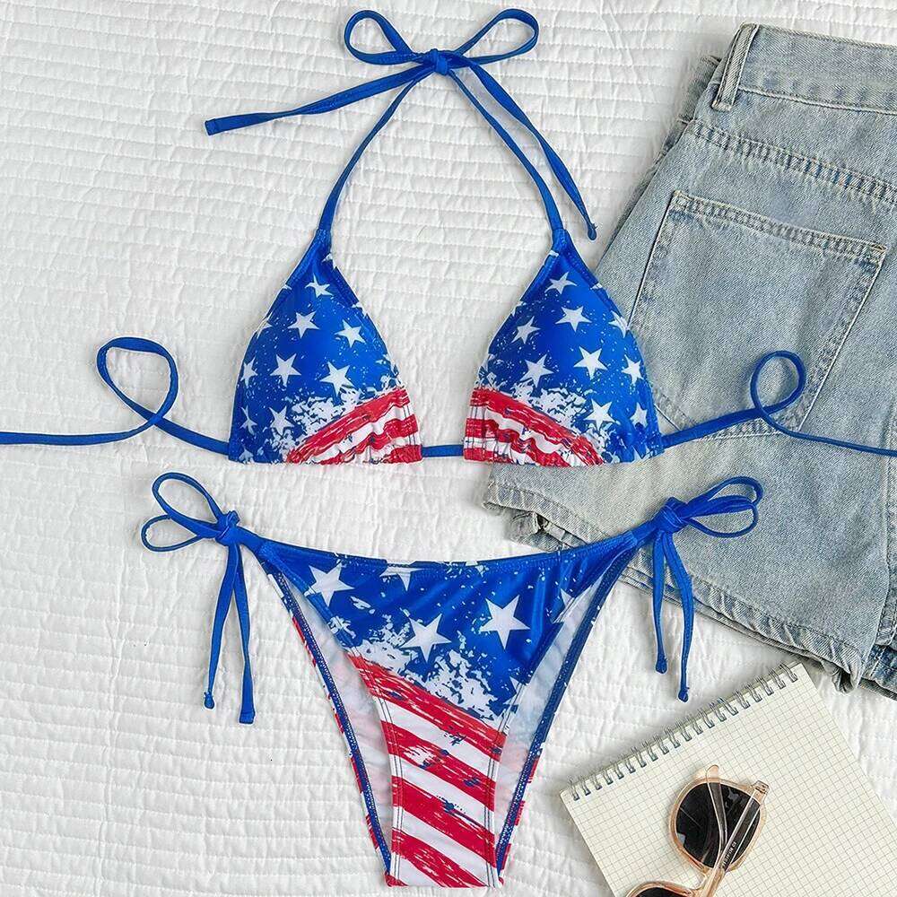 Sexy Bikini 2026 Women USA Flag Print Bra Underwear Lingerie Swimsuit Low Waist Bikinis Sets Beach Swimwear Z260206