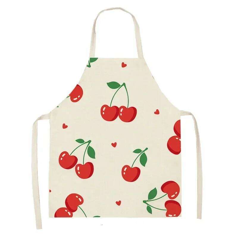 Summer Watermelon Pattern Fruit Print Apron Linen Sleeveless Lace Up Baking Stains Oil Resistant Adult and Children Cover S260205