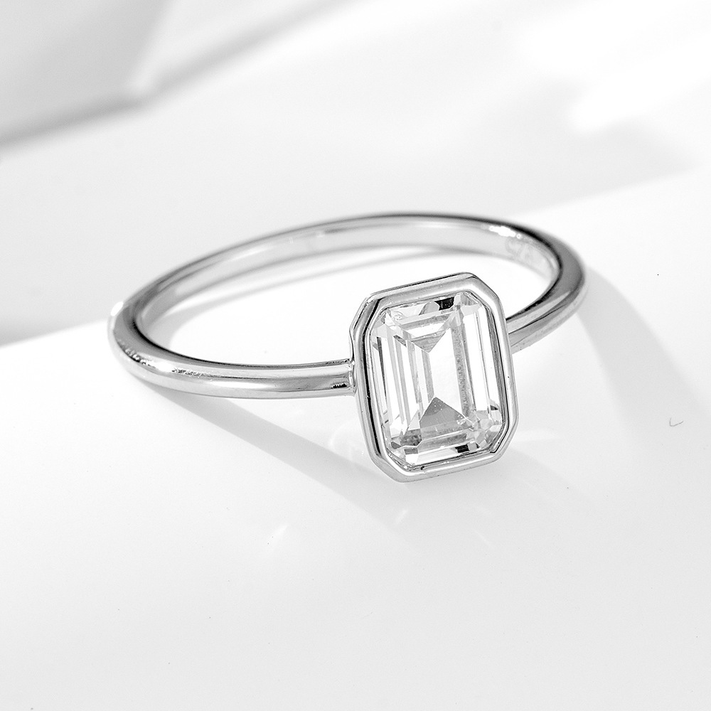S925 sterling silver square zirconia for women, bestseller, fashionable versatile, ins-style niche light luxury ring
