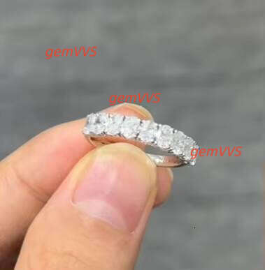 Factory Customized White Gold 14K 18K Pt950 Oval Shape Eternity Ring Lab Created Full Diamond Rings For Wedding Band