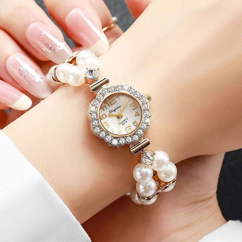 Elegant Pearl Rhinestone Bracelet Strap Women Wristwatch Ladies Arabic Dial Quartz Watch Reloj Mujer Girls Clock Without Box Z260206