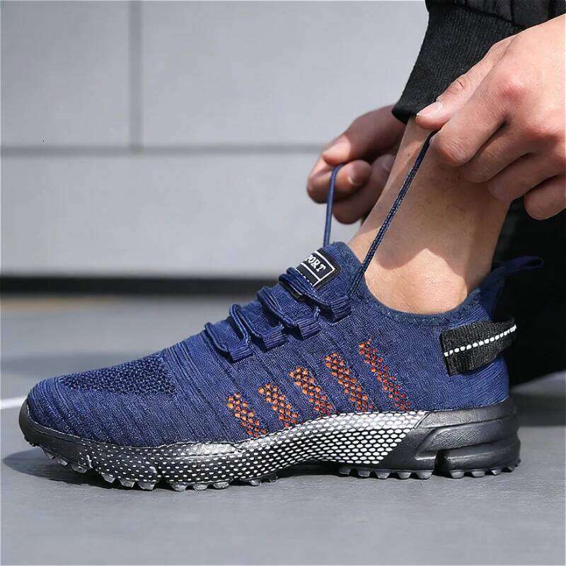 Men's Knit Weave Sports Breathable Mesh Sneakers Fashion Casual Running Lightweight Non-Slip Outdoor Walking Shoes