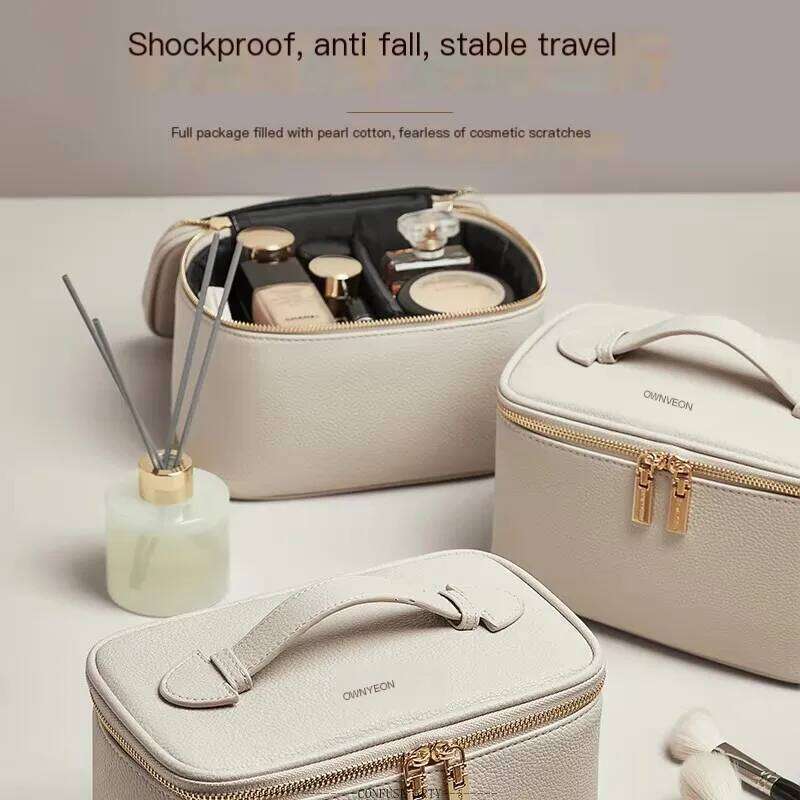 Women's Large Capacity PU Leather Handheld Makeup Bag - 2025 New Arrival Travel Toiletry Organizer with Multiple Compartments Y260206
