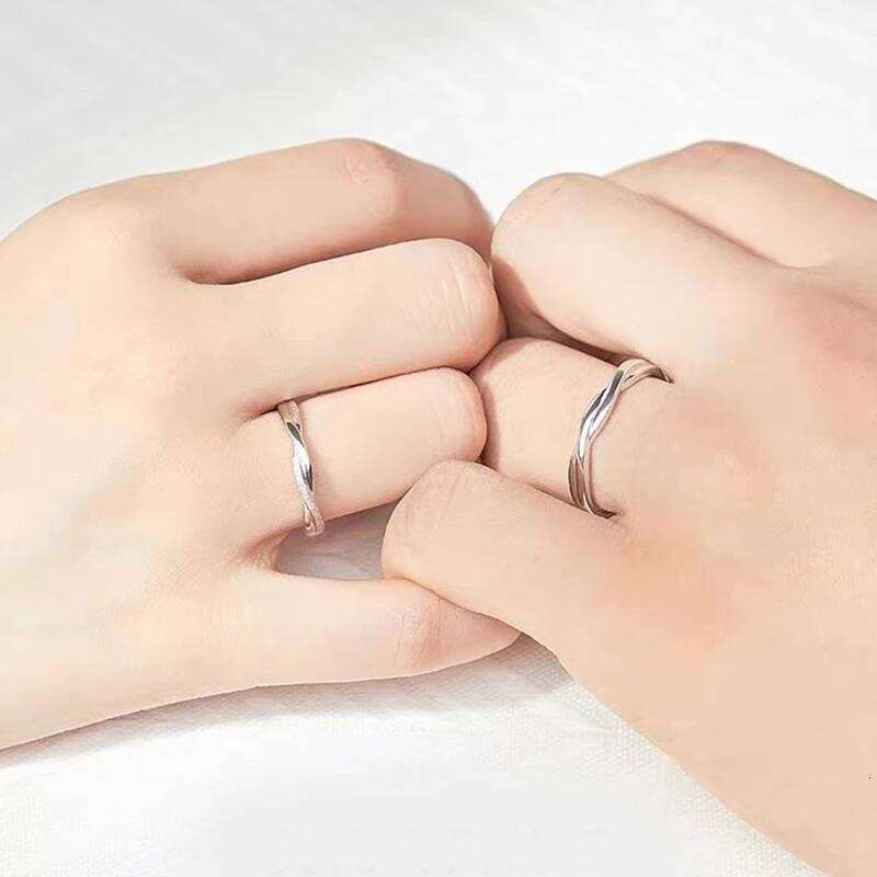 Fashion Couple Rings Set Silver Color Simple Opening Adjustable Finger Ring Light Luxury Jewelry For Women Men Anniversary Gift W260206