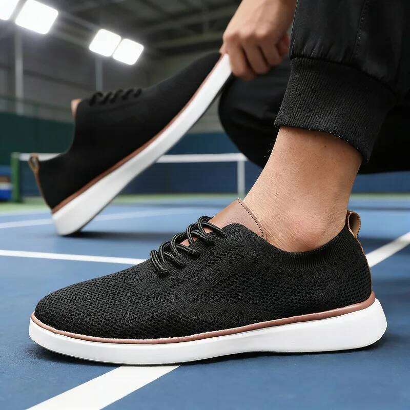 Versatile Men's Breathable Mesh Casual Shoes Lightweight Comfortable Footwear Match Urban Commute Knit Sneakers