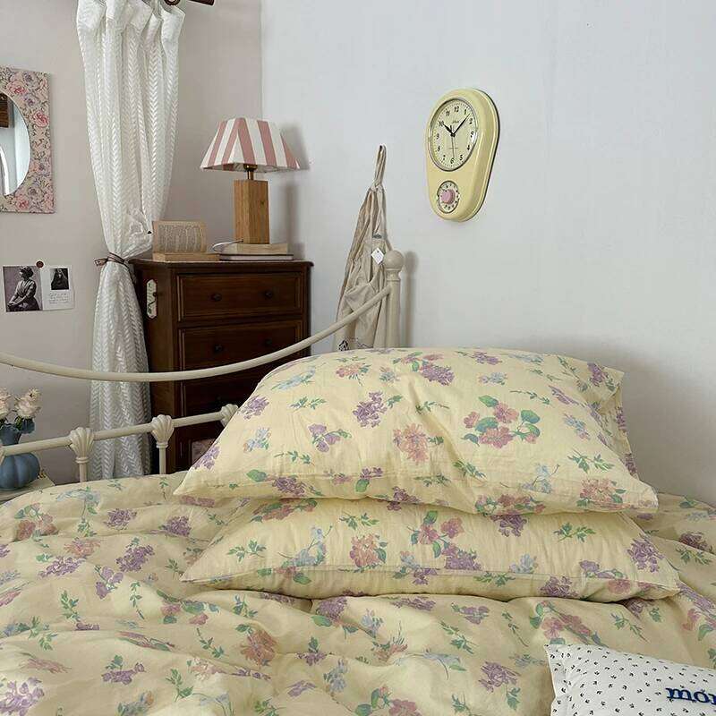 Floral Style Duvet Pure Cotton Bed Girls Soft Comforter Covers with Pillowcase King Size Quilt Cover Set XJ260206