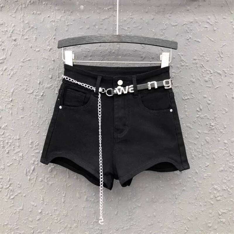 Irregular Design White Denim Shorts For Women's Fashion Jeans New Summer Loose A-line Wide-Leg Hot Pants H260206