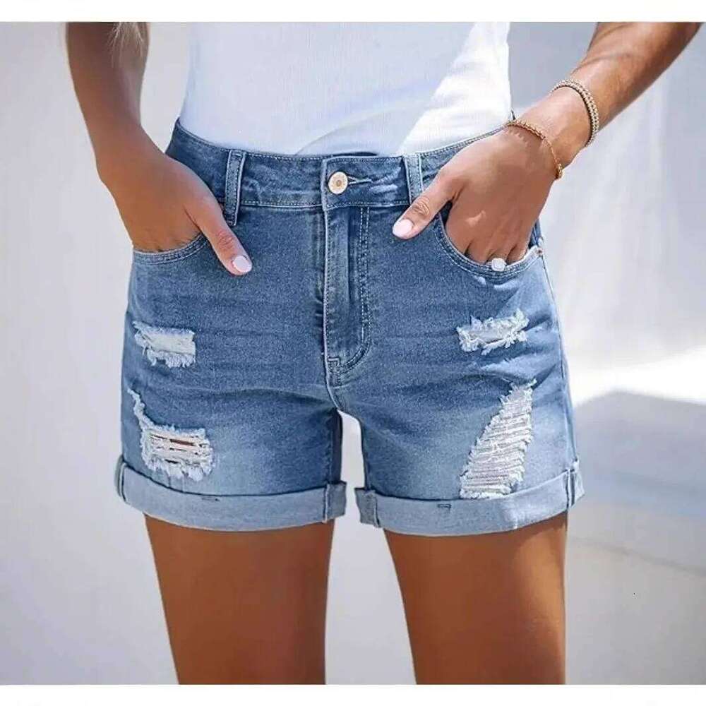 2025 Women's Jeans High Waist Comfortable Slim Fit Fashion Straight Casual Denim Shorts Europe and America C260206