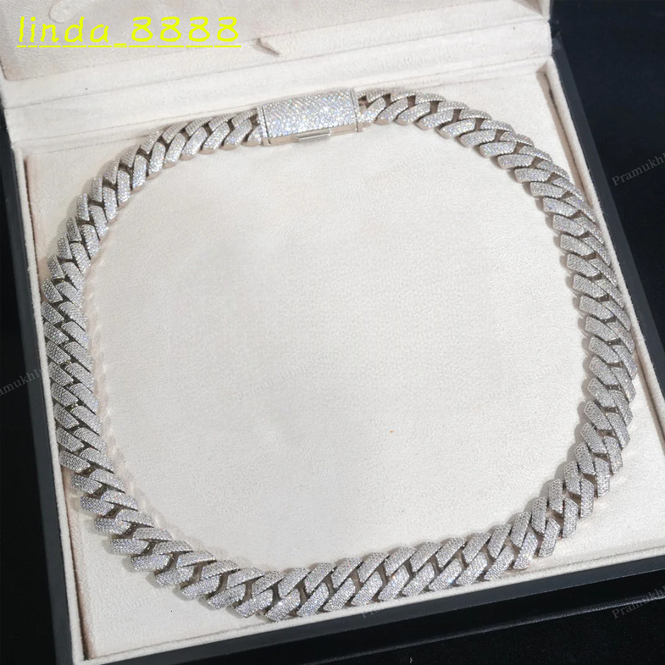Elegant Iced Out 16 MM Cuban Link Chain 925 Sterling Silver Extended Clasp Hip Hop Thick Miami Luxury Statement Hip Hop Jewelry