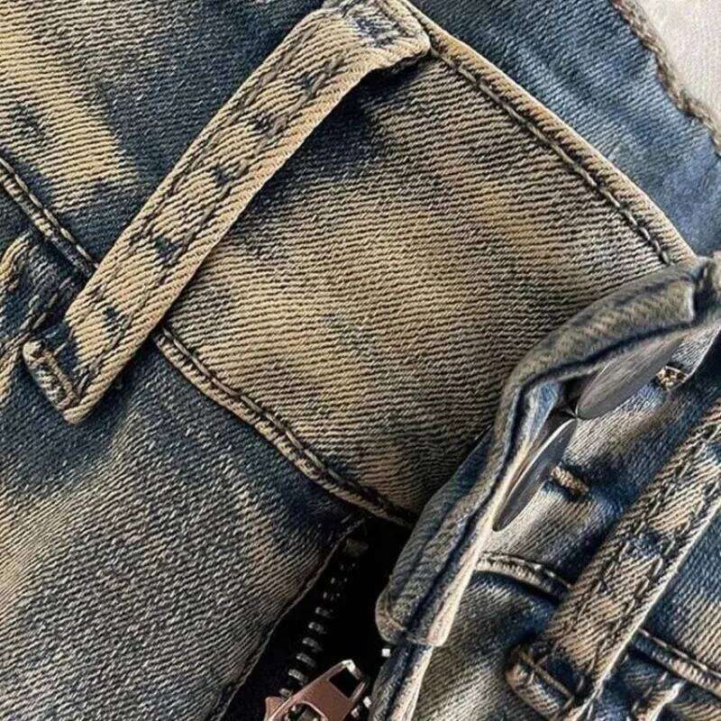 Retro American High Waist Denim Women's Slim Hot Pants Straight Summer Shorts XJ260206