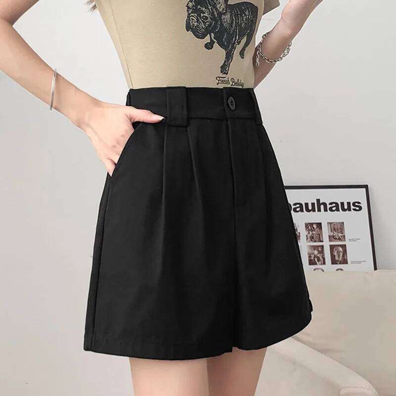 2025 New Wide Leg for Women Vintage High Waisted Office Lady Suit Shorts Versatile Classic Loose Casual Short Pants XJ260206