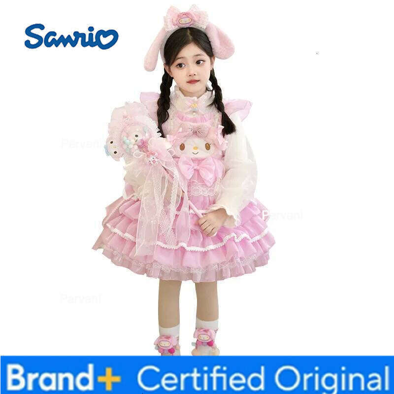 Sanrio My Melody Girls Princess Anime Figure Lolita Kawaii Cartoon Birthday Clothes Spring Autumn New Cloak Dress Suspender Skirt H260206 - view 6