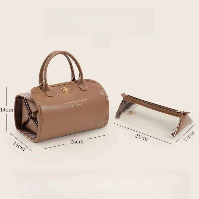 1pcs Large Capacity PU Leather Makeup Bag Portable Travel Toiletry Organizer Cosmetic Storage Pouch Y260206