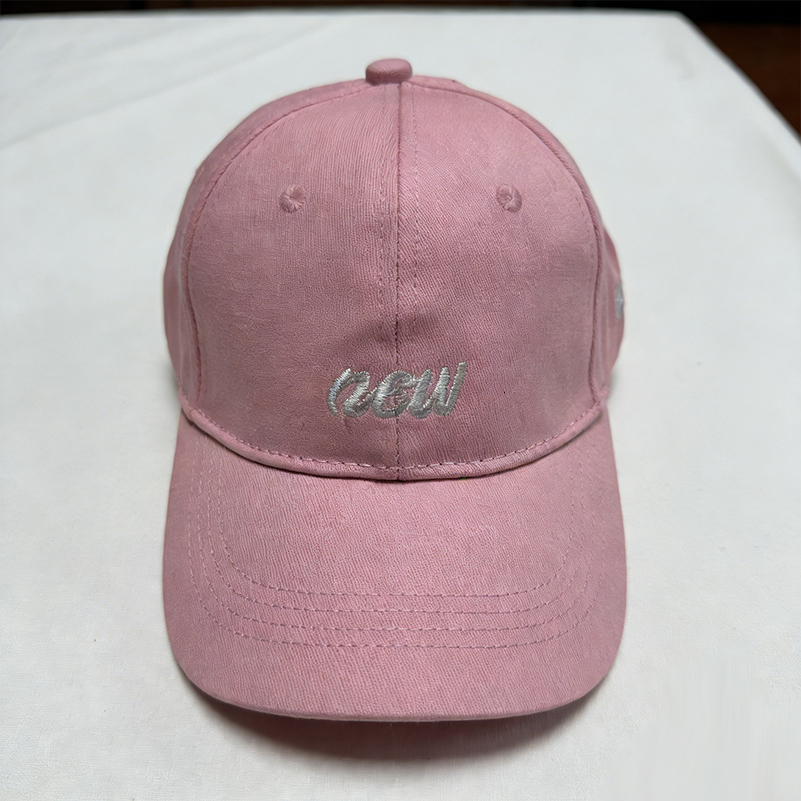 Women's Light Pink Curved Brim Cap Silver "new" Embroidery Adjustable Daily Hat