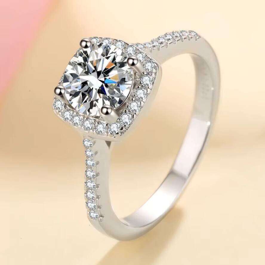 Elegant 1Ct 100% 925 Sterling Silver Rhodium Plating Engagement Moissanite Ring For Women