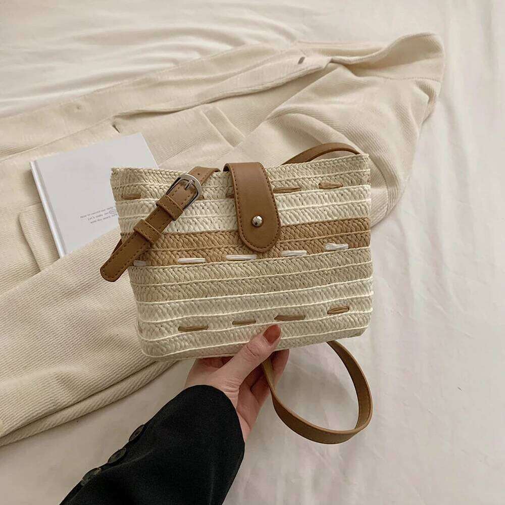 Crossbody Handmade Ladies Woven Bag Fashion Casual Simple Portable Gradient Color Elegant Paper Rope for Seaside Holiday XJ260129