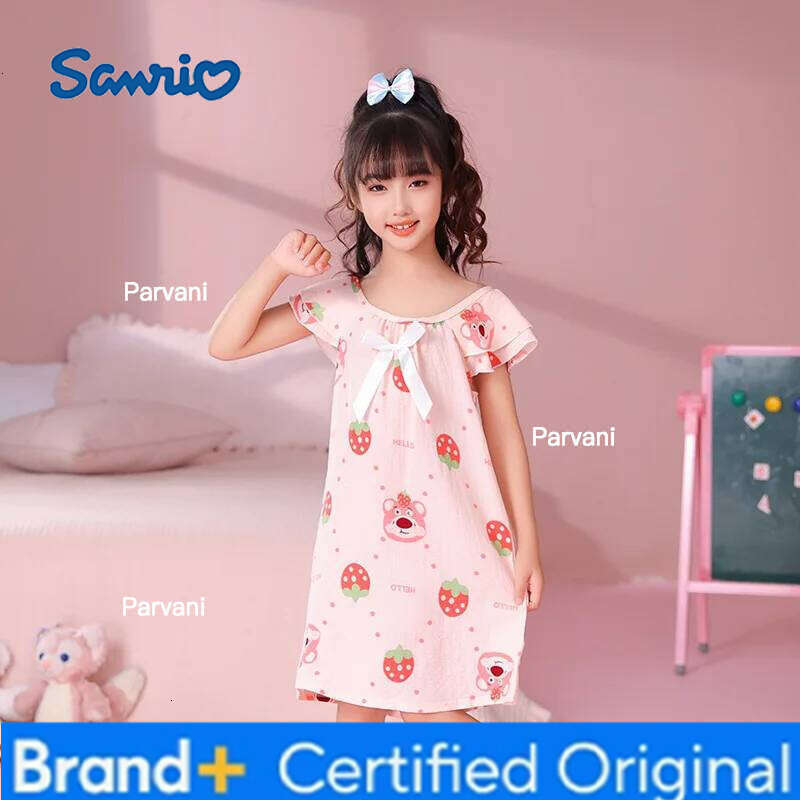 Sanrio Cartoon Home Clothes Girls' Pajama New Korean Camisole Dress for Girls and Children Baby Pajamas Nightgown Girl Kid's H260206 - view 7