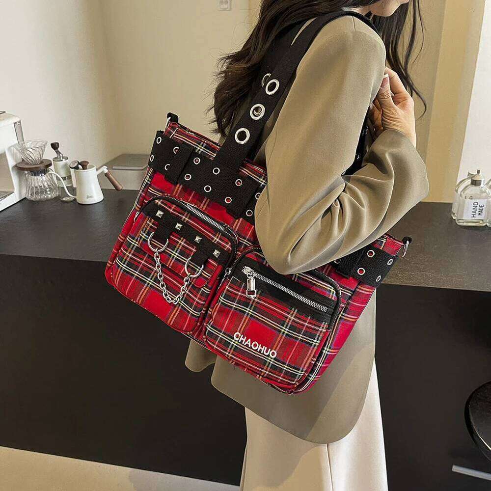 Crossbody Women Adjustable Strap Underarm Bag Nylon with Rivet Satchel Purse for Travel Shopping Y260205