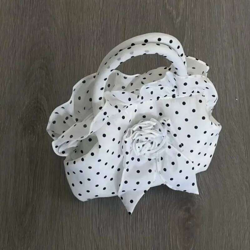 Bowknot Dot Printed Design Handbag 2024 New Zipper Solid Flower Hobo Casual Canvas Large Capacity Small Tote Bags For Women Y260205