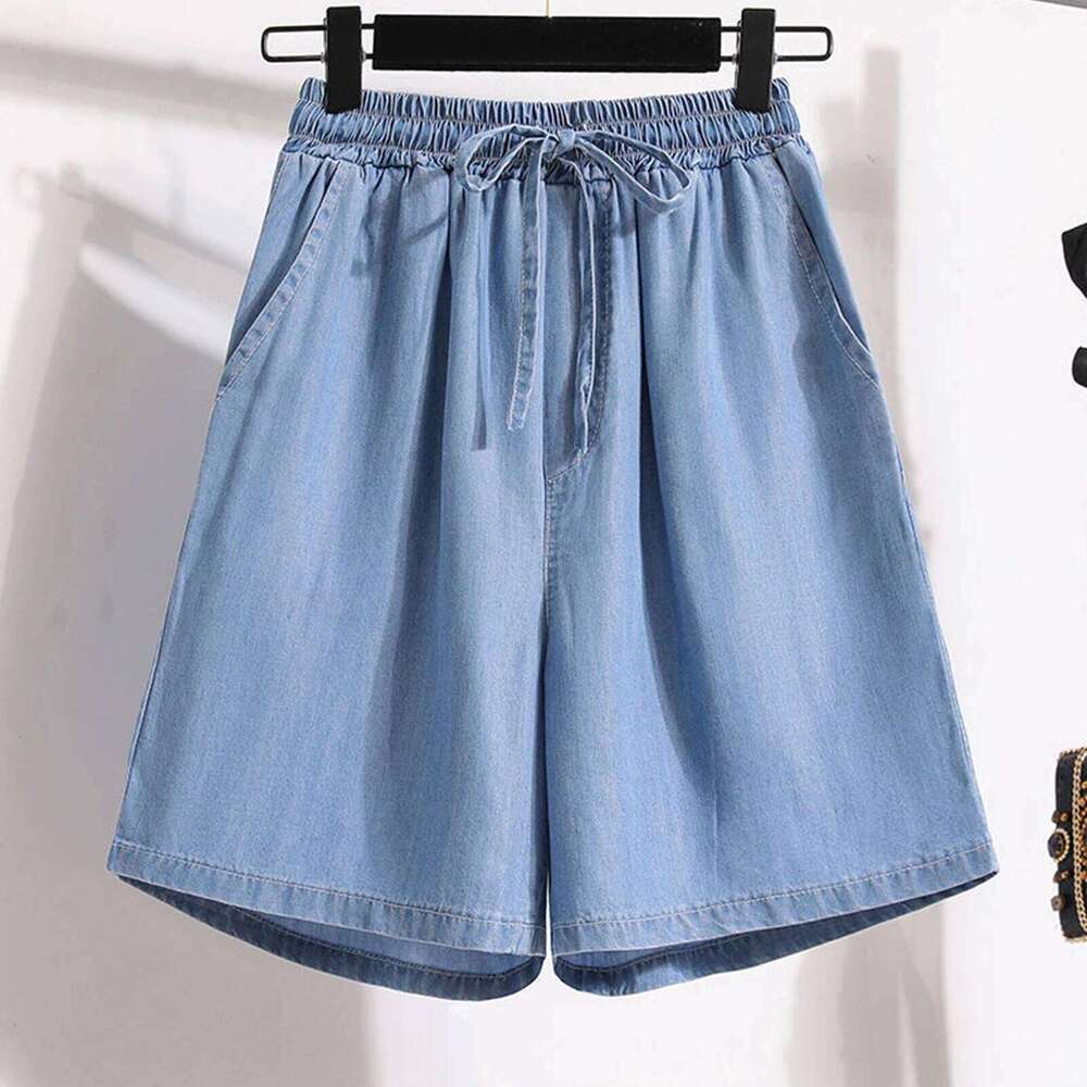 Women's Fashion Solid Color Pocket Button Up Capris Loose Elastic Waist Wide Leg Shorts for Women Womens Pants XJ260206