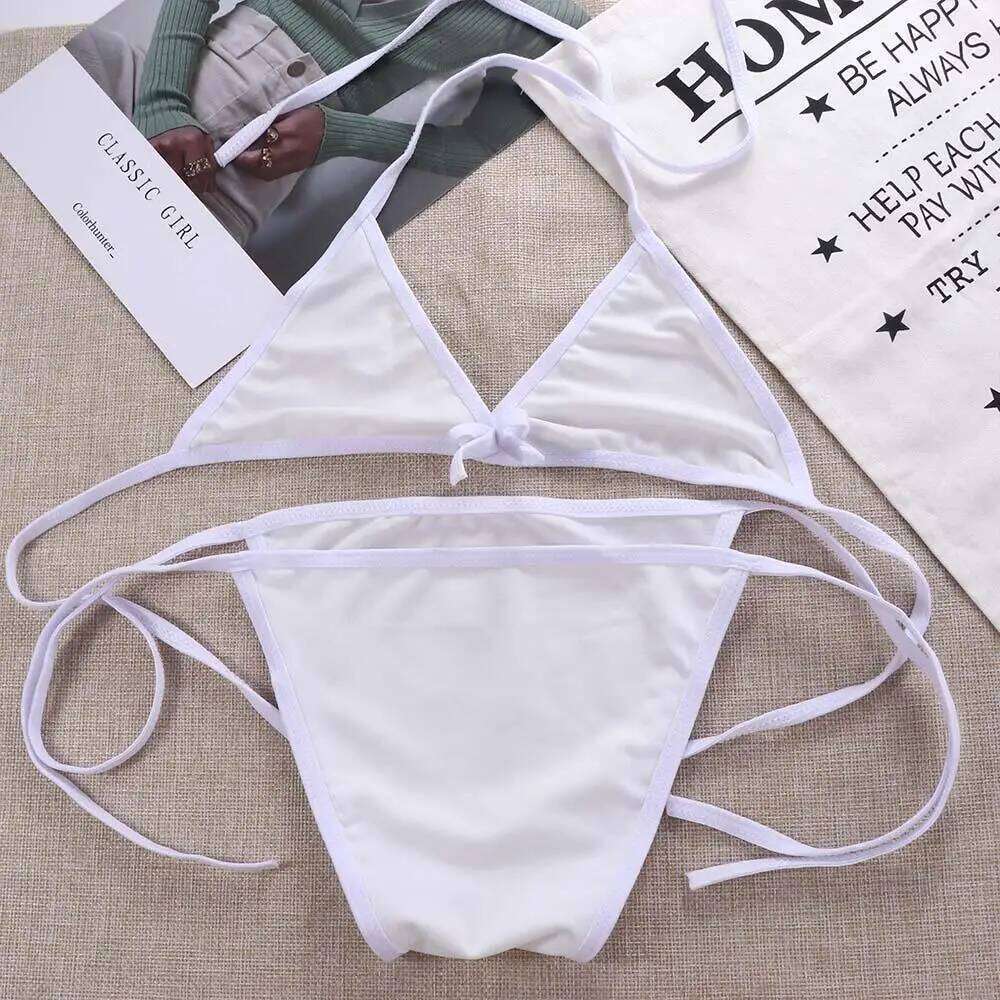 Beach Women Push-up Bra Biquini Halter Neck Strap Solid Color Swimwear Bikini Sets Swimsuit Bathing Suit Z260206