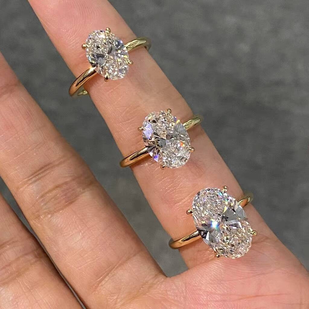 Handmade Engagement Rings Oval Brilliant Cut Lab Grown Diamond IGI Certified Fine Rings 18K Solid Gold Jewelry for Women