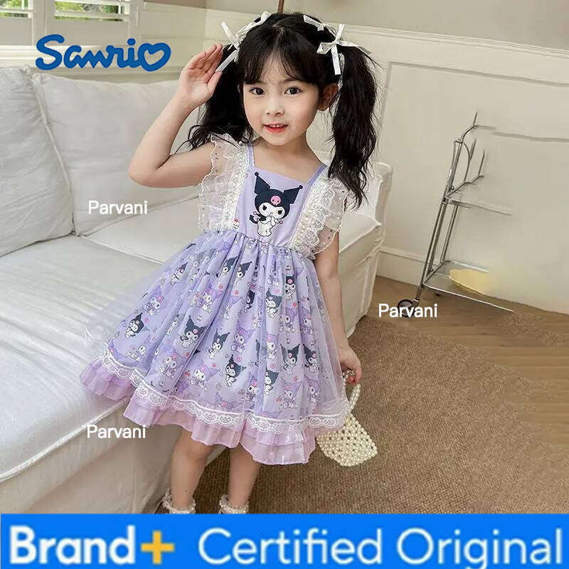 Sanrio Kawaii Kuromi Melody Children Lolita Hot Korean Fashion Girls Puffed Skirt Cute Summer Cartoon Sleeveless Dress Gift H260206 - view 3