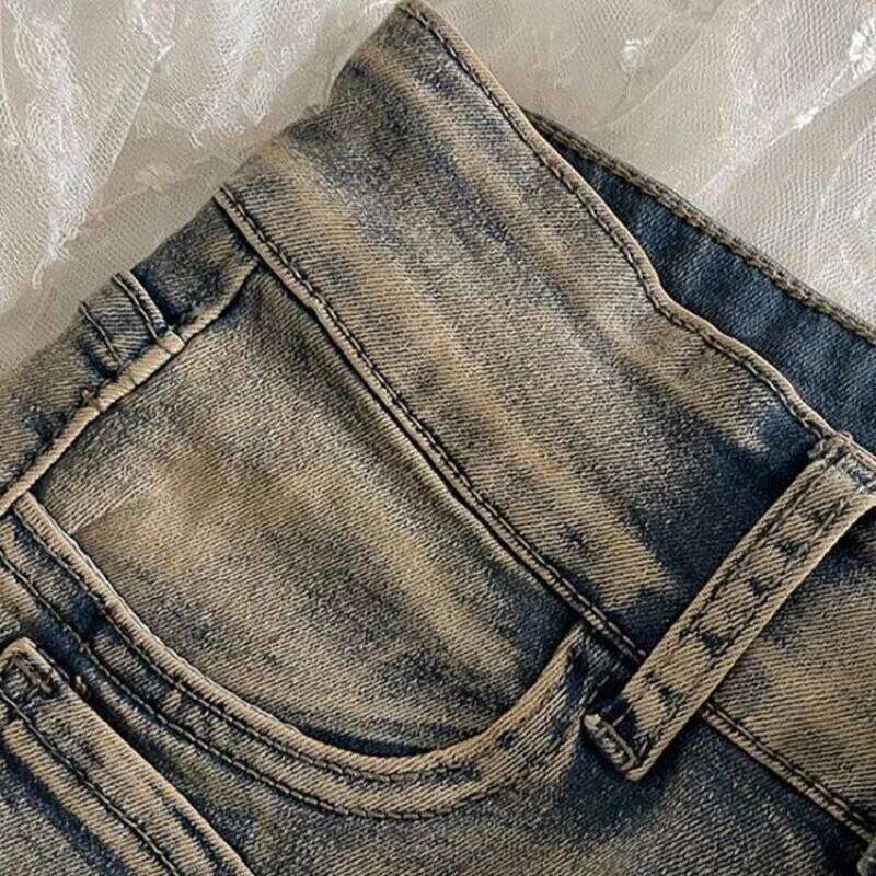 Retro American High Waist Denim Women's Slim Hot Pants Straight Summer Shorts XJ260206